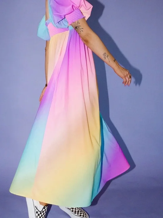 Palm Springs Smocked Dress in Rainbow Daydream - Picture 4 of 7